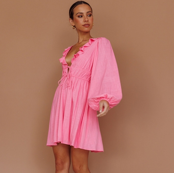 Selfie Leslie Carnivale Balloon Sleeve Dress in Pink Medium - Picture 2 of 4